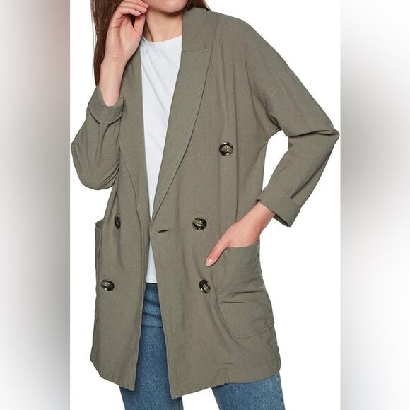 NWT Rhythm Verona Jacket Olive Cotton Linen Blend Size Small - Picture 1 of 8